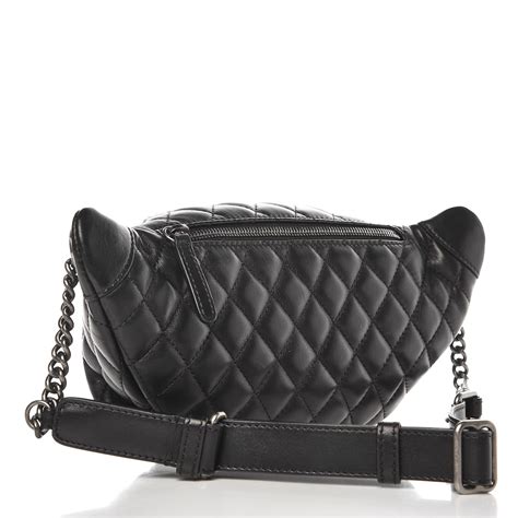 chanel waist bag quilted black